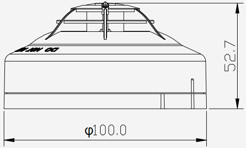 泰和安JTW-ZDM-TX3110A點(diǎn)型溫感外形尺寸示意圖
