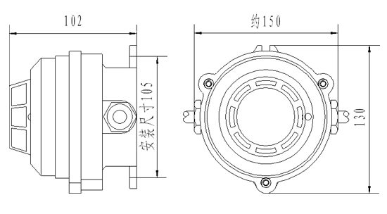 JDXT-W-1防爆點型感溫火災(zāi)探測器外形尺寸圖
