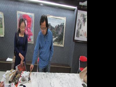 人物畫家趙錦龍蘭州成功美術館筆會活動中創作仕女佳作
