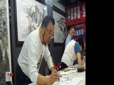 陳和蓮現場暈染荷花圖香遠益清