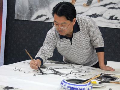 傅書中筆會作品《胡楊秋濃》