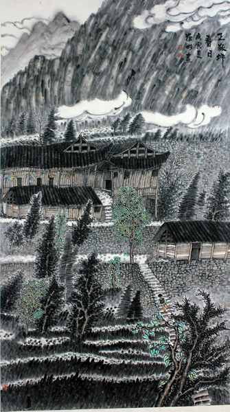 樸拙靜逸山鄉情——羅彬山水畫作品欣賞