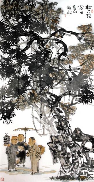 周矩敏畫作《松下》入成功書畫網(wǎng)（微）拍第二十八期