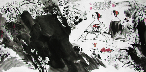 軍旅畫家馬未定參加2014“曬佛節采風”活動