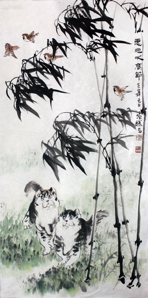 生動自然 “貓”趣橫生——簽約畫家陳增勝作品賞析