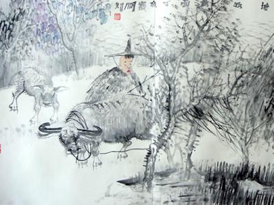 水墨寫傳統 筆意帶精神——戴順智筆下的“牧牛圖”淺析