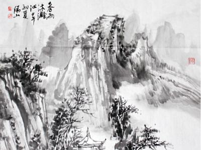 陽山畫作《春雨沐漓江》入成功書畫網（微）拍第二十七期