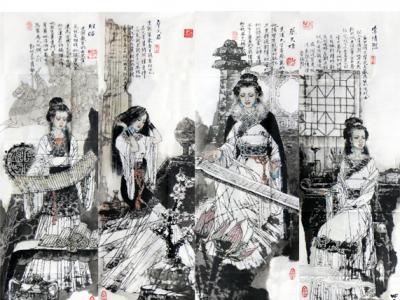 閻真最新創(chuàng)作《四大才女圖》欣賞