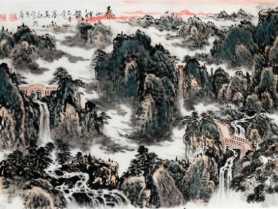 劉萬秋山水畫首次參拍成功書畫網（微）拍