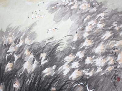陳華民與他的蘆葦風(fēng)光畫作