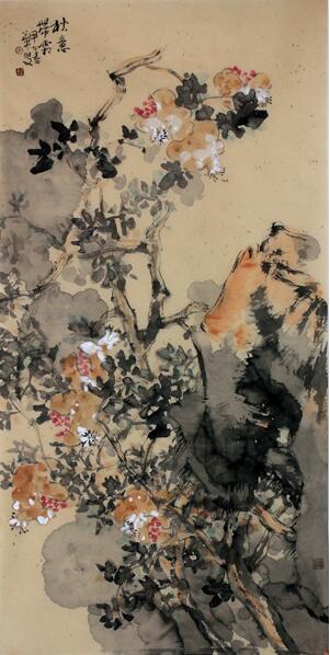 趙華雙花鳥畫作入拍成功書畫網（微）拍七十六期拍賣