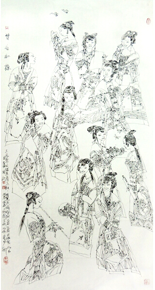 馬自強人物畫作《江上晚來堪畫處》入選成功書畫網（微）