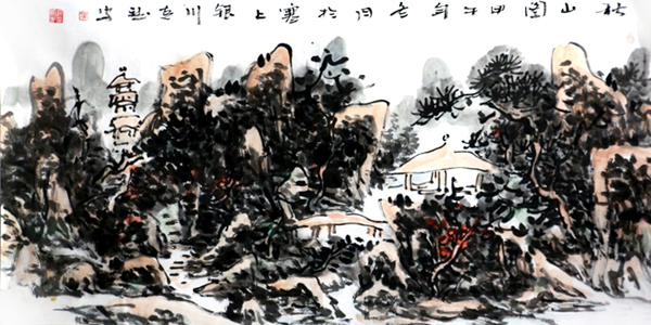 沈克斌《秋山圖》上拍成功書畫網（微）拍第八十一期拍賣