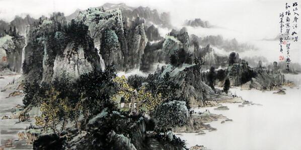盧云亭山水畫作《好山入座清如洗》入選成功書畫網（微）