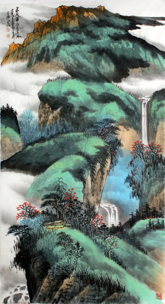 何仁誥山水作品入拍成功書畫網（微）拍第八十七期拍賣