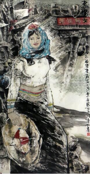 李清明人物畫作《惠安女》入成功書畫網（微）拍第八十八
