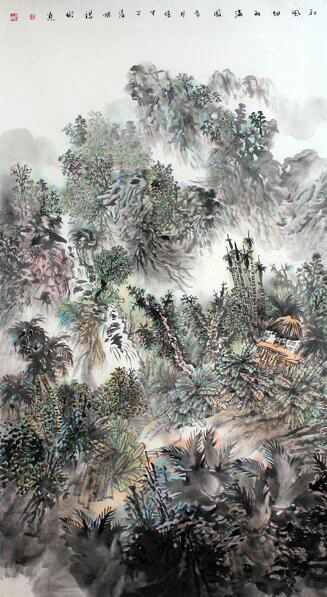 楊彬山水畫作品《秋風細雨》入選成功書畫網（微）拍第九