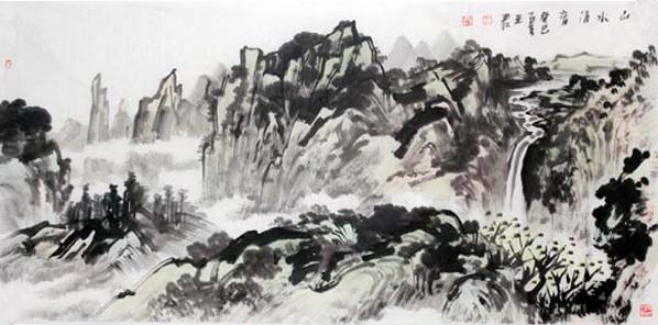 王君山水畫首次參拍成功書畫網（微）拍