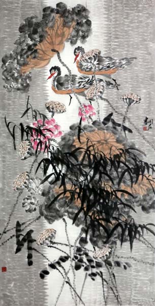 寄情于景頌祥和——王同君花鳥入拍成功書畫網（微）拍第