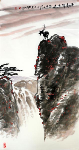白墨畫作《居高聲自遠》入成功書畫網（微）拍第五十八期