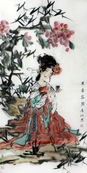 李江人物畫作《芙蓉花開》入成功書畫網(wǎng)（微）拍第五十九