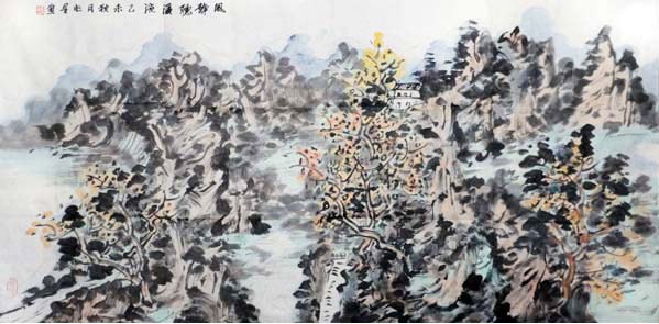 程兆星畫作《風靜聽溪流》入成功網（微）拍六十期