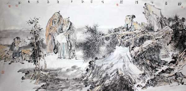 郭英華人物畫作品《翰墨伴清音》入成功網（微）拍六十一