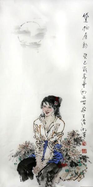 舒湘漢人物畫作《黛帕有約》入成功書畫網(wǎng)（微）拍第六十