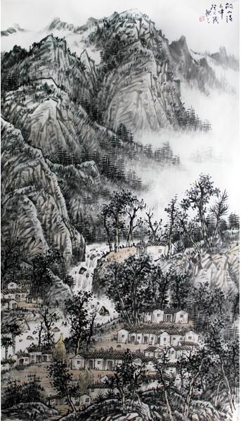 楊昶元山水畫作《故山》入成功書畫網（微）拍第六十八期