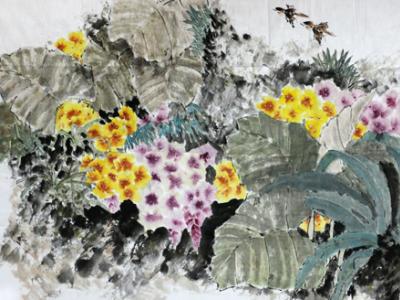 張碧偉花鳥畫作入拍成功書畫網（微）拍七十一期拍賣