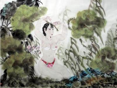 柴京津人物畫作入拍成功書畫網（微）拍七十二期拍賣