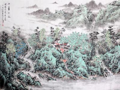 丁成坤山水畫入拍成功書畫網（微）拍第七十六期拍賣