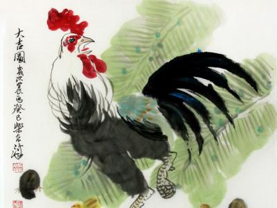 柴京津花鳥(niǎo)畫(huà)作《大吉圖》入拍成功書(shū)畫(huà)網(wǎng)（微）拍七十七