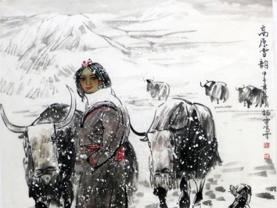 楊雷鳴人物作品《高原雪韻》入拍成功書畫網(wǎng)（微）拍第八