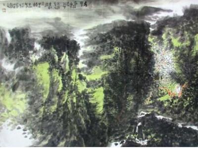 祝夫剛山水畫首次上拍成功書畫網（微）拍