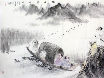 劉孝禮人物畫《江上高士圖》首次上拍成功書畫網（微）拍