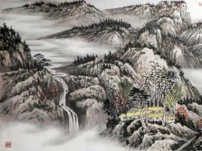 何仁誥山水畫作入拍成功書畫網（微）拍第八十八期拍賣