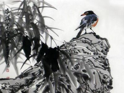 鄭瑰璽花鳥畫作品《虛心聽風雨》入成功書畫網（微）拍第