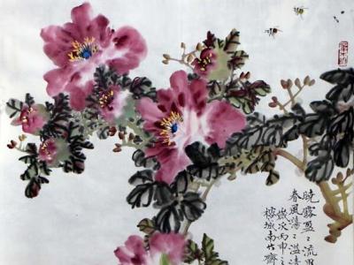 檀東鏗花鳥畫作入拍成功書畫網（微）拍第八十八期拍賣