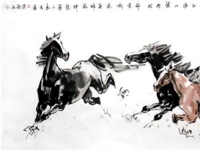 張樂毅畫作《奔騰千里》入成功書畫網（微）拍第八十八期