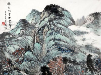 王奇志山水畫作《閑來陋室聽泉聲》入成功書畫網(wǎng)（微）拍