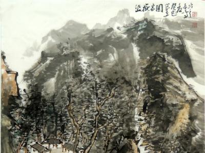 孟鳴山水畫作《岱岳家園》入成功書畫網（微）拍第八十九