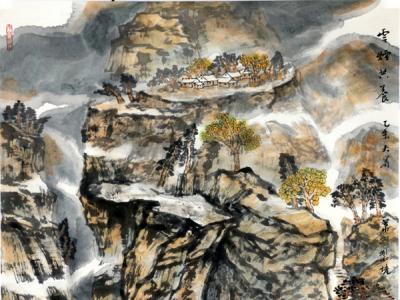 肖劍山水畫作品《云煙供養》入選成功書畫網（微）拍第九