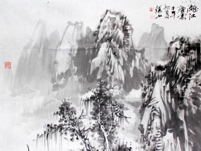 陽山山水畫作品《漓江煙云》入選成功書畫網(wǎng)（微）拍第九