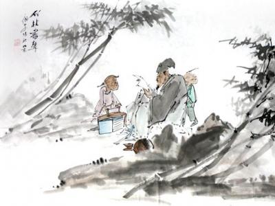 顧平畫作《竹林書聲》入選成功書畫網(wǎng)（微）拍第九十二期