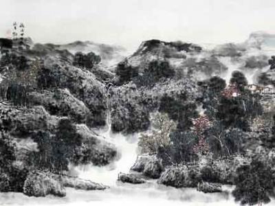 鄧剛山水畫作入成功書畫網（微）拍第五十七期
