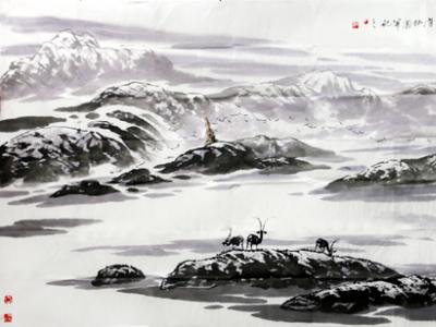 白墨山水畫入拍成功書畫網（微）拍第五十九期拍賣