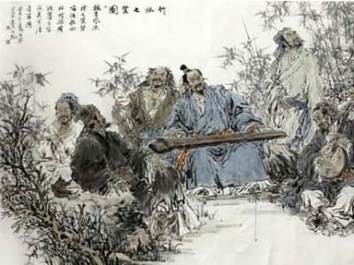 駱曉萌《竹林七賢圖》入拍成功書畫網（微）拍第六十期拍