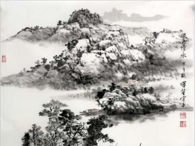 南惲笙山水畫作《依山傍水》入成功網（微）拍六十期