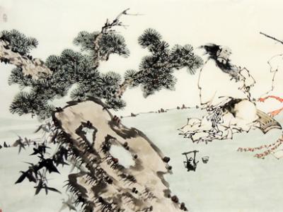 張愛惠人物畫作品《賞琴圖》入成功網（微）拍六十一期